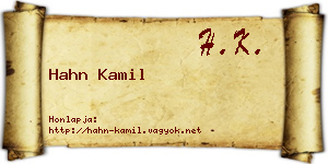 Hahn Kamil névjegykártya
